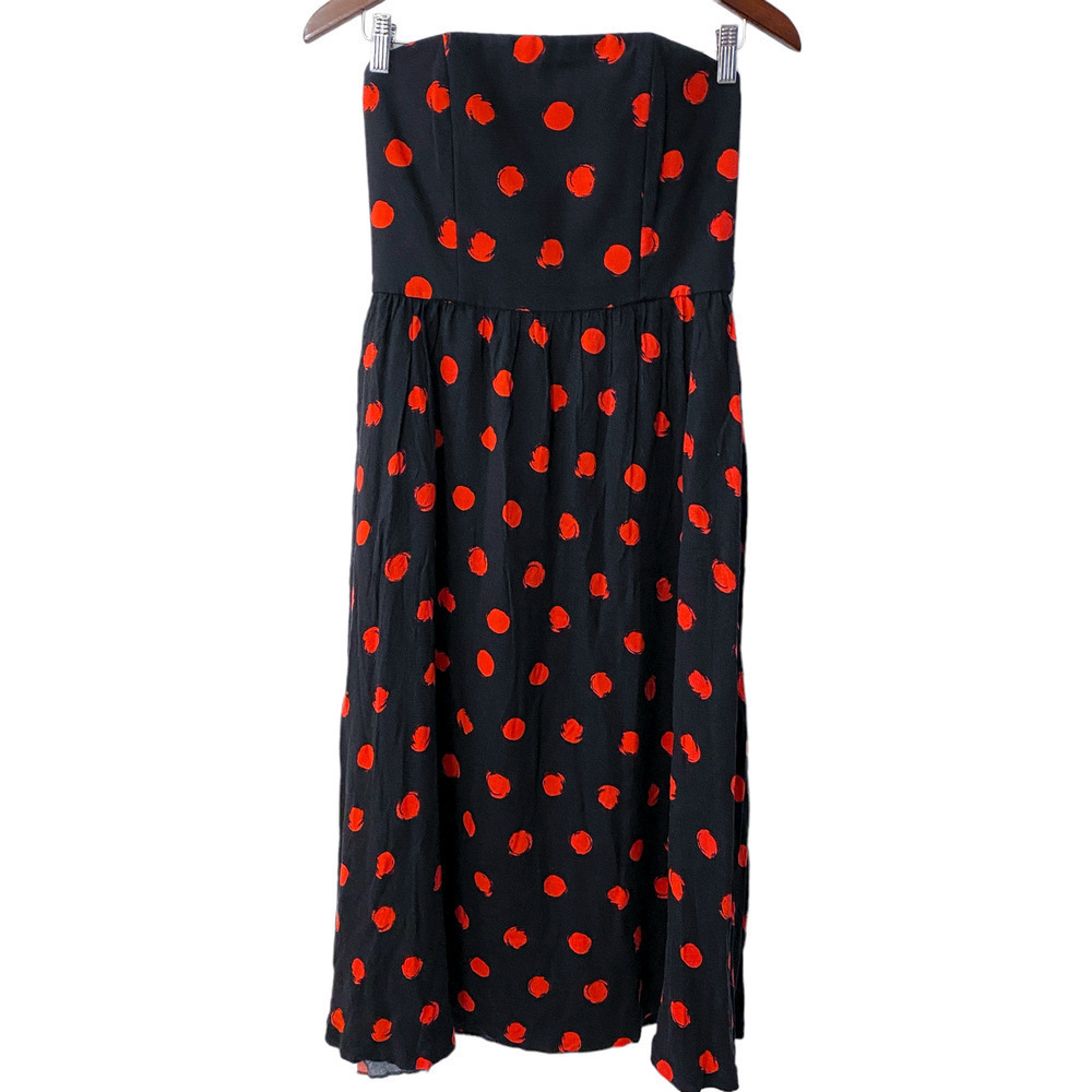 Alice + Olivia Red black Abstract polkadot Dress Midi Dress Size 6